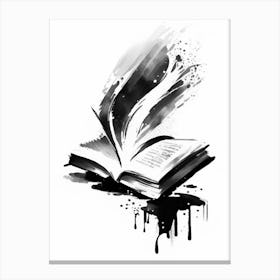 Open Book Symbol 1 Black And White Painting Canvas Print