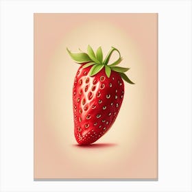 A Single Strawberry, Fruit, Retro Drawing 3 Canvas Print