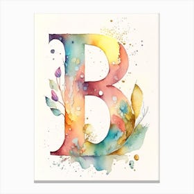 B, Letter, Alphabet Storybook Watercolour 4 Canvas Print