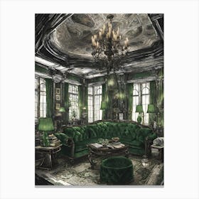 Emerald Green Living Room Canvas Print
