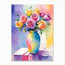Roses In A Vase Canvas Print