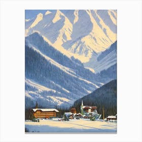 Kranjska Gora, Slovenia Ski Resort Vintage Landscape 2 Skiing Poster Canvas Print