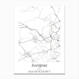 Juvignac,France Minimalist Map Canvas Print