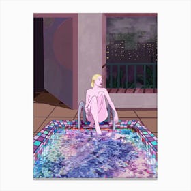 Solitude Girl next to the pool Canvas Print