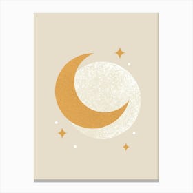 Moon Spark Lunar Eclipse - White Gold Canvas Print