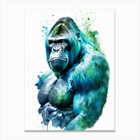 Gorilla Beating Chest Gorillas Mosaic Watercolour 3 Canvas Print