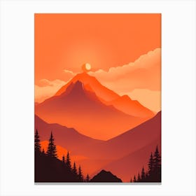 Misty Mountains Vertical Composition In Orange Tone 39 Canvas Print