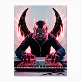 Devil On Computer 1 Canvas Print