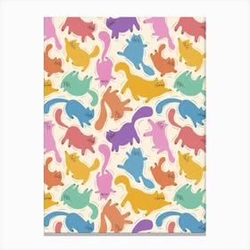 Colorful Cats Pattern Canvas Print