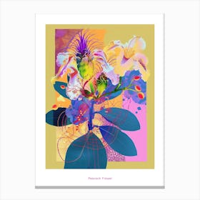 Peacock Flower (Caesalpinia) 1 Neon Flower Collage Poster Canvas Print