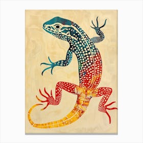Colourful Rainbow Lizard Block Print 3 Canvas Print