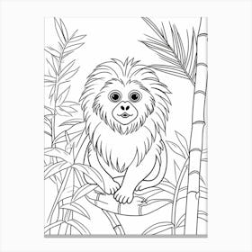 Line Art Jungle Animal Golden Lion Tamarin 4 Canvas Print