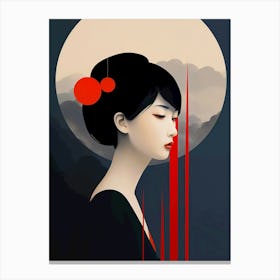 Geisha with the moon Canvas Print