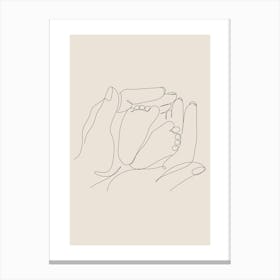 Baby'S Feet Monoline Asthetic Mnimalist Drawing Canvas Print