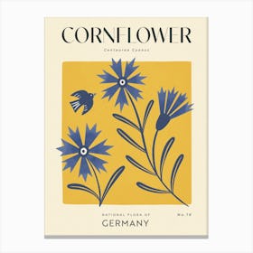 Vintage Yellow And Blue Cornflower Of Germany 1 Canvas Print