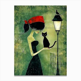 Cat And A Woman Canvas Print