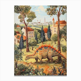Dinosaur In An Ancient Village 1 Canvas Print
