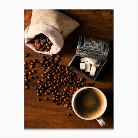 Coffee Beans And Sugar - coffee vintage poster, coffee poster Canvas Print