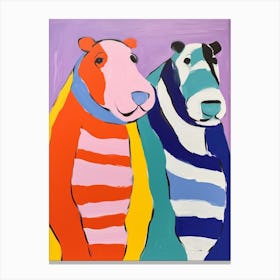 Colourful Kids Animal Art Hippopotamus 6 Canvas Print