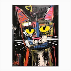 Paws of Neo-expressionism: Basquiat's style Black Cat Magic Canvas Print