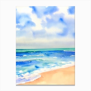 Coolangatta Beach 2, Australia Watercolour Canvas Print