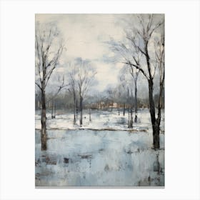 Winter City Park Painting Karlsaue Park Kassel 4 Canvas Print