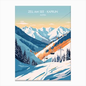 Poster Of Zell Am See   Kaprun   Austria, Ski Resort Illustration 2 Canvas Print