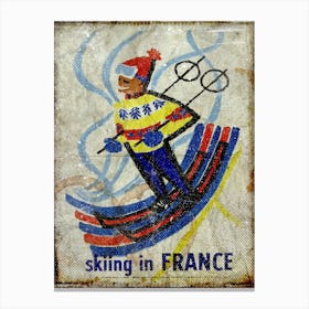 Vintage Travel Poster ― Skiing In France 1 Canvas Print