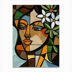 Stained Glass Of A Woman Canvas Print