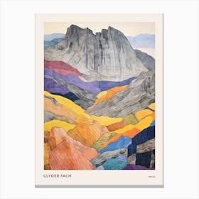 Glyder Fach Wales 1 Colourful Mountain Illustration Poster Canvas Print