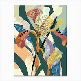 Colourful Flower Illustration Flax Flower 4 Canvas Print