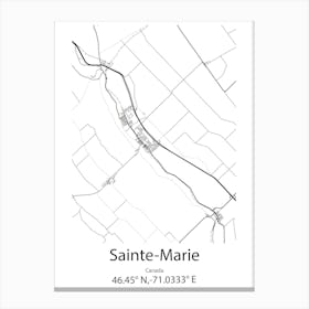 Sainte Marie,Canada Minimalist Map Canvas Print