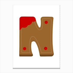 Gingerbread Decorative Letters Living Room Holiday Display 14 Canvas Print