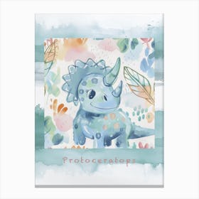 Cute Muted Pastels Protoceratops Dinosaur 2 Poster Canvas Print