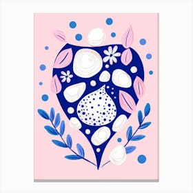 Heart With Flowers And Leaves Canvas Print