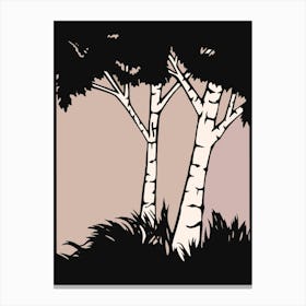 Trees Birch Silhouette Wilderness Forest Woodland Canvas Print