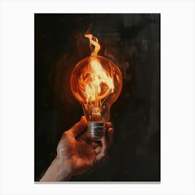 Light Bulb On Fire Canvas Print