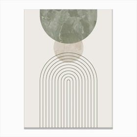 Mid Century Modern Abstract Painting in Sage Green and Beige 1 Canvas Print