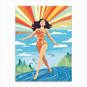 Body Positivity Day At The Beach Colourful Illustration  9 Canvas Print