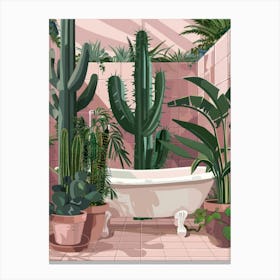 Bathroom With Cactus Canvas Print