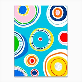 Blue Abstract colourful circle pattern print Canvas Print