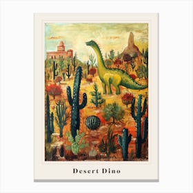 Abstract Dinosaur In The Desert Painting 4 Poster Canvas Print