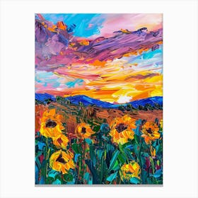 Sunflowers At Sunset Canvas Print