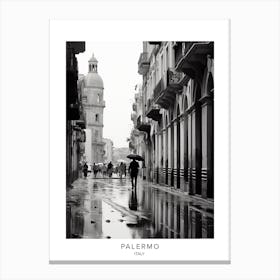Poster Of Palermo, Italy, Black And White Analogue Photography 3 Canvas Print