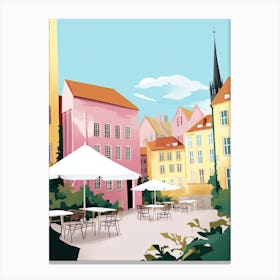 Lund, Sweden, Flat Pastels Tones Illustration 2 Canvas Print