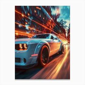 Speeding Car At Night Canvas Print