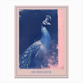 Peacock Pink & Blue Cyanotype Inspired 2 Poster Canvas Print