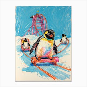 Penguins On Roller Coaster 2 Canvas Print