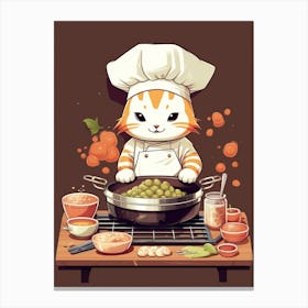 Kawaii Cat Drawings Cooking 8 Canvas Print