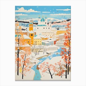 Winter Snow Salzburg   Austria Snow Illustration 3 Canvas Print